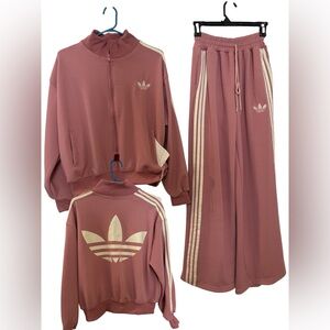 Rose Tracksuit with Cream Stripes